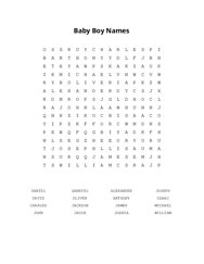 Baby Boy Names Word Search Puzzle