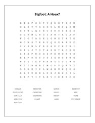 Bigfoot: A Hoax? Word Search Puzzle