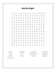 Bonfire Night Word Search Puzzle