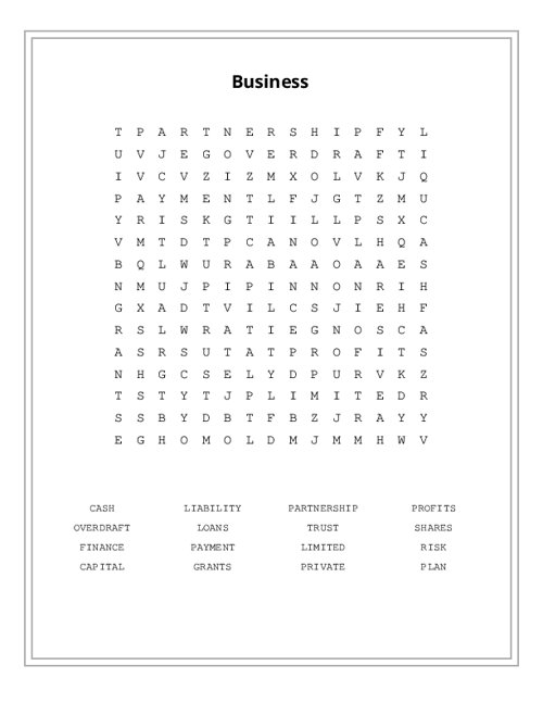 Business Word Search