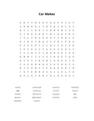 Car Makes Word Search Puzzle