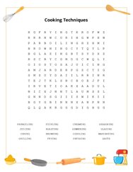 Cooking Techniques Word Scramble Puzzle
