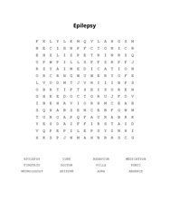 Epilepsy Word Search Puzzle