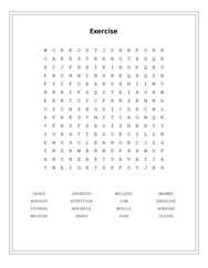 Exercise Word Search Puzzle