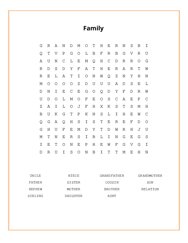 Family Word Search Puzzle