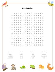 Fish Species Word Scramble Puzzle