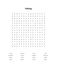 Fishing Word Search Puzzle