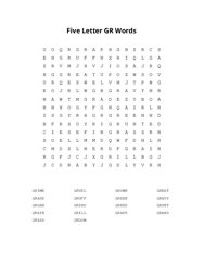 Five Letter GR Words Word Search Puzzle