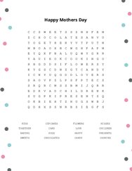 Happy Mothers Day Word Search Puzzle