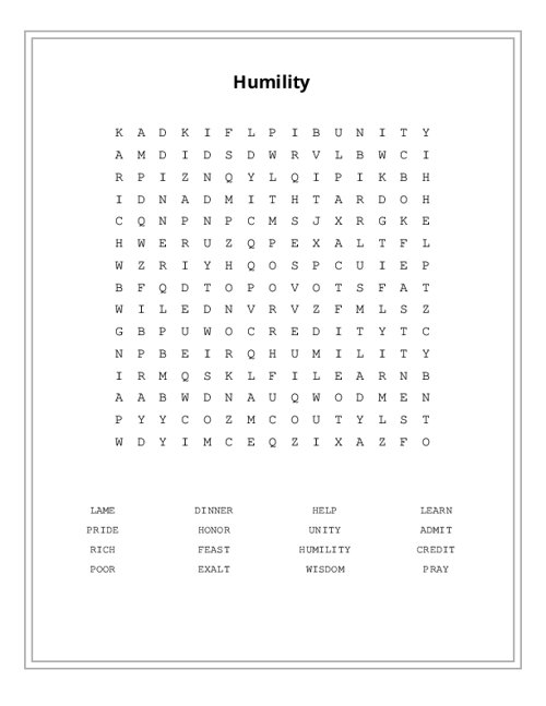 Humility Word Search Puzzle