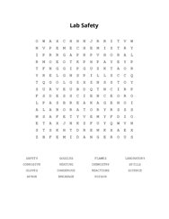 Lab Safety Word Scramble Puzzle