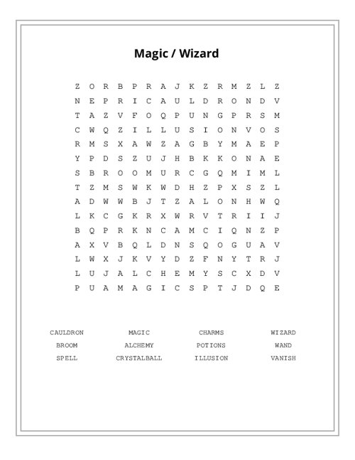 Magic / Wizard Word Search Puzzle