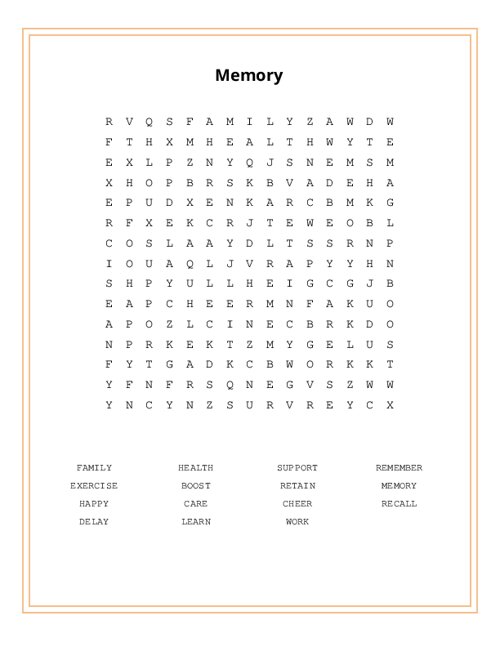 Memory Word Search Puzzle