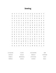 Sewing Word Scramble Puzzle