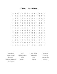SODA / Soft Drinks Word Scramble Puzzle