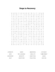 Steps to Recovery Word Scramble Puzzle