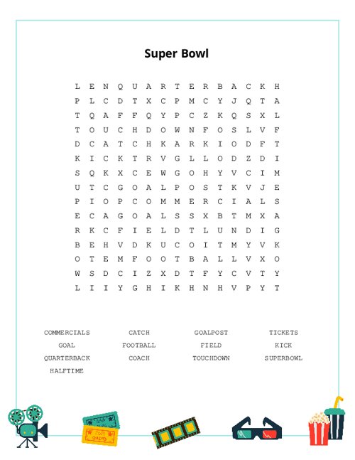 Super Bowl Word Search Puzzle