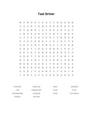 Taxi Driver Word Search Puzzle