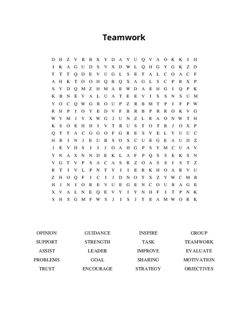 Team Building Word Search