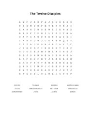 The Twelve Disciples Word Search Puzzle