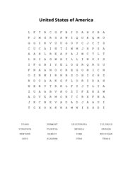 United States of America Word Search Puzzle