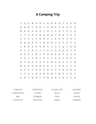 A Camping Trip Word Search Puzzle