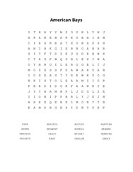 American Bays Word Search Puzzle