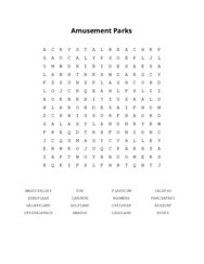 Amusement Parks Word Search Puzzle