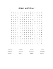 Angels and Fairies Word Search Puzzle