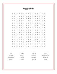 Angry Birds Word Search Puzzle