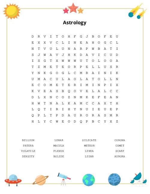 Astrology Word Search Puzzle