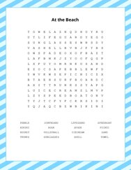 At the Beach Word Scramble Puzzle