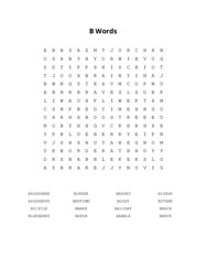 B Words Word Scramble Puzzle