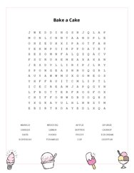 Bake a Cake Word Search Puzzle