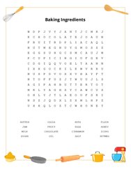 Baking Ingredients Word Search Puzzle