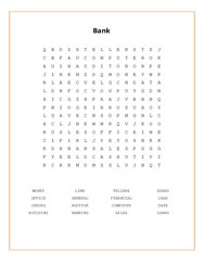 Bank Word Search Puzzle