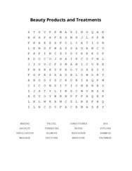 Beauty Products and Treatments Word Search Puzzle
