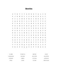 Beetles Word Search Puzzle