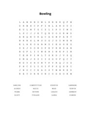 Bowling Word Search Puzzle