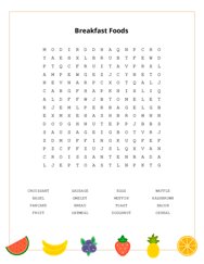 Breakfast Foods Word Scramble Puzzle