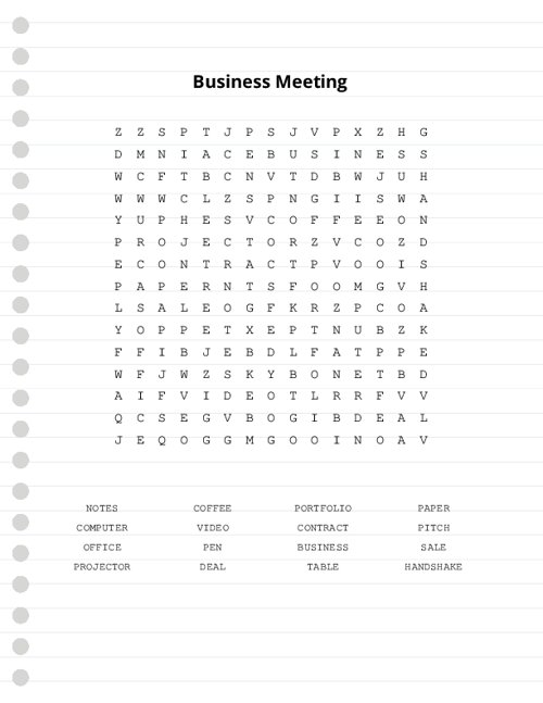 Business Meeting Word Search Puzzle