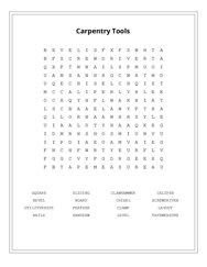 Carpentry Tools Word Search Puzzle