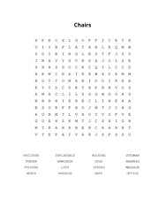 Chairs Word Scramble Puzzle