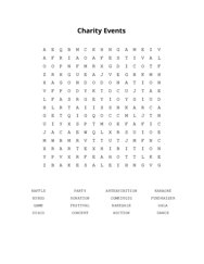 Charity Events Word Search Puzzle