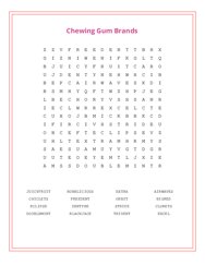 Chewing Gum Brands Word Search Puzzle