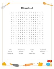 Chinese Food Word Search Puzzle