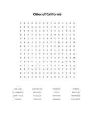 Cities of California Word Search Puzzle