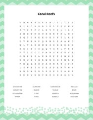 Coral Reefs Word Search Puzzle
