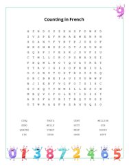 Counting in French Word Search Puzzle