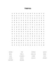Fabrics Word Search Puzzle